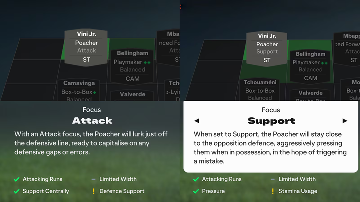 Screenshot of Poacher striker settings in FC 25