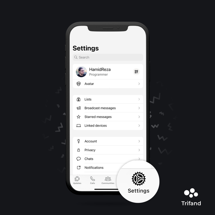 Screenshot of WhatsApp settings