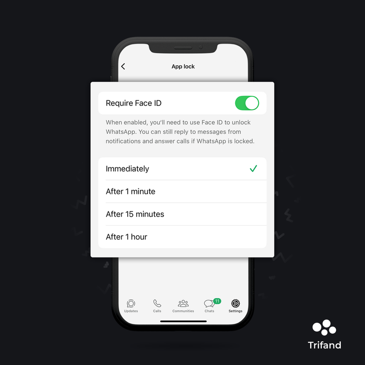 Screenshot of the App Lock option in WhatsApp