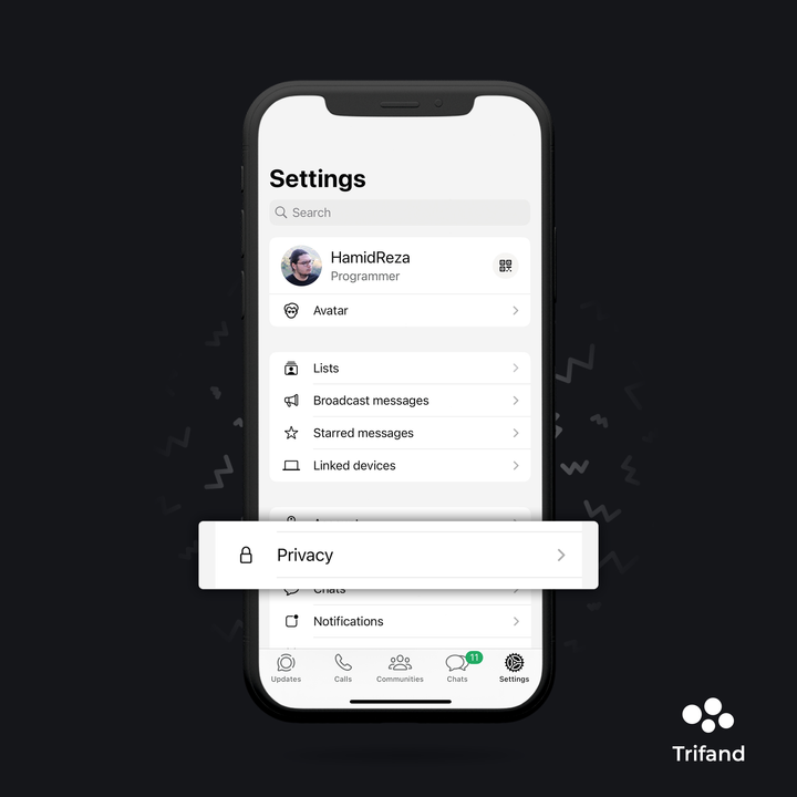 Screenshot of Privacy section in WhatsApp