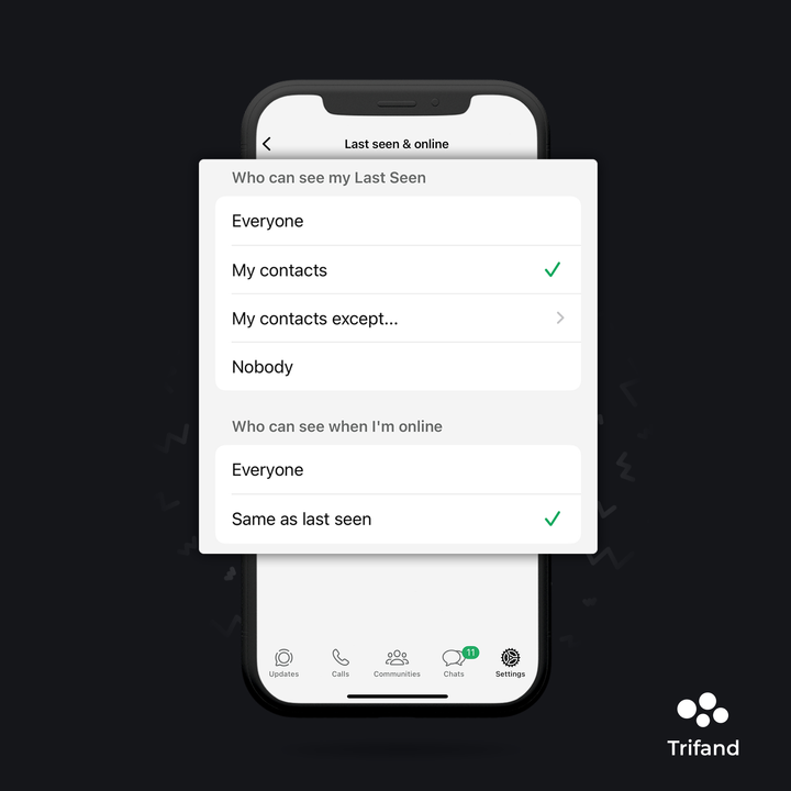 Screenshot showing options under “Last seen & online”