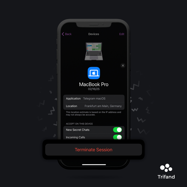 اسکرین‌شات تنظمیات تلگرام بخش Devices
