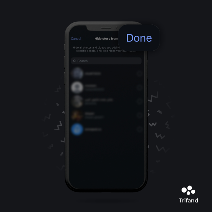 Screenshot of Instagram hide story settings