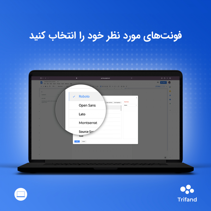 اضافه کردن فونت در Google Docs