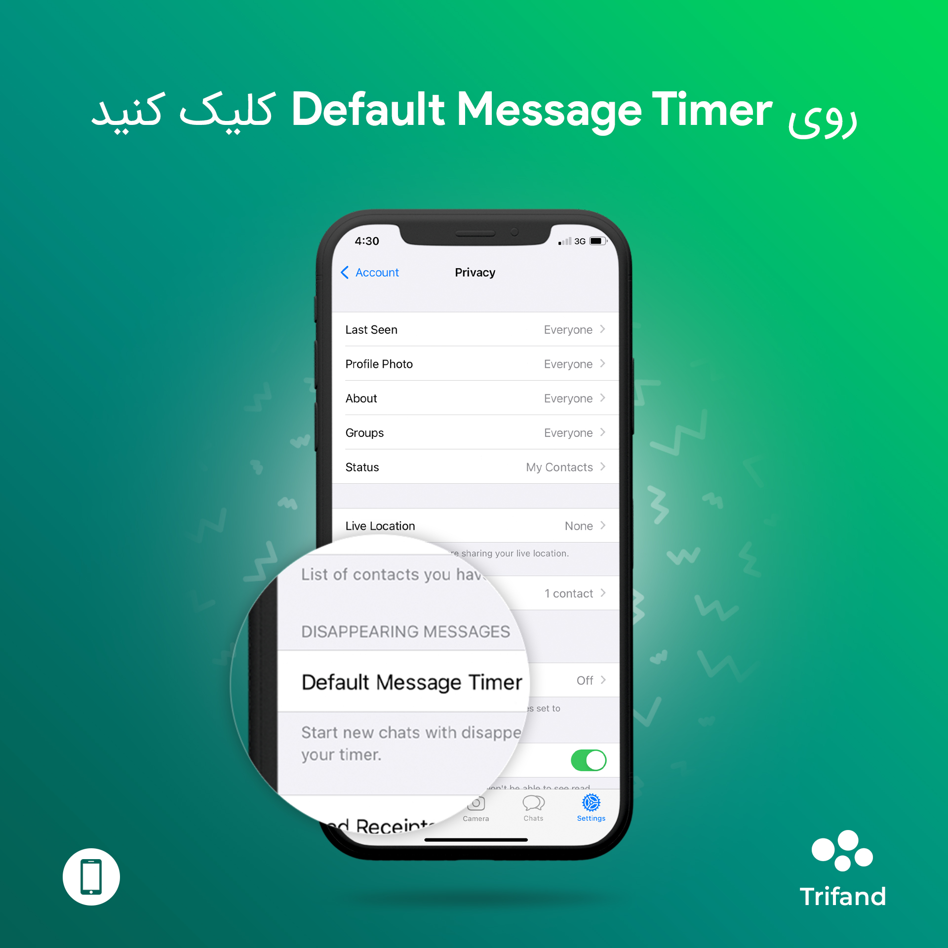 بخش Disappearing Messages در واتساپ | تریفند